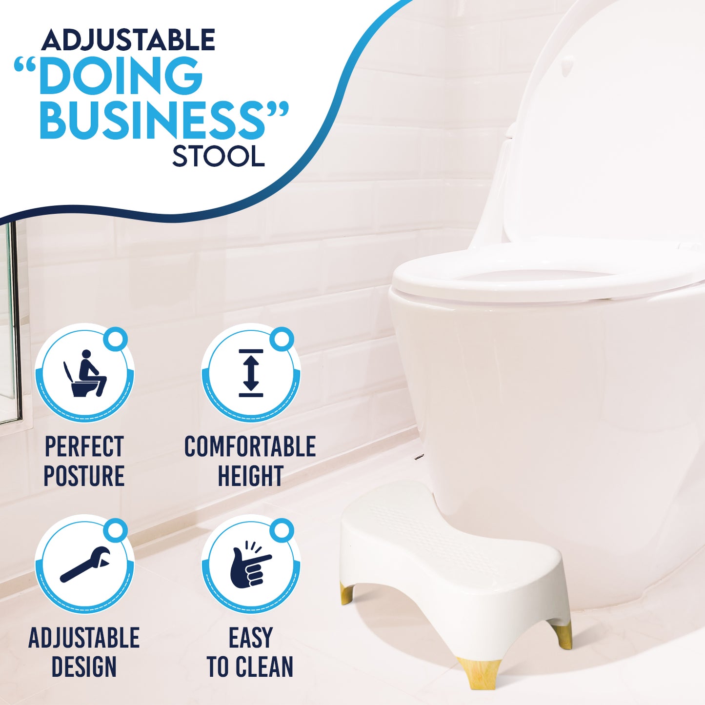 JEP 303- Toilet Stool & Potty Squatty Stool for Adults- Adjustable Poop Stool for Bathroom