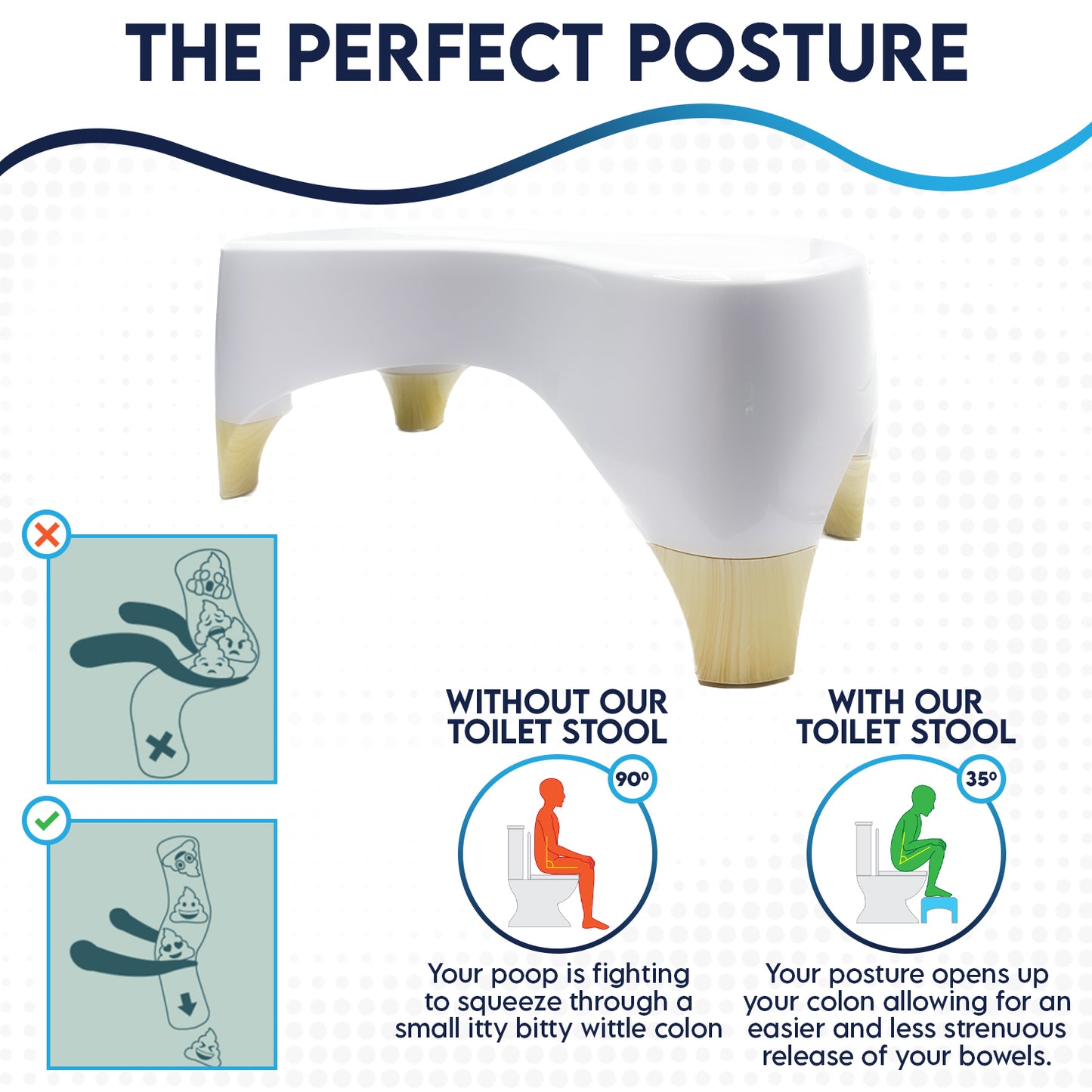 JEP 303- Toilet Stool & Potty Squatty Stool for Adults- Adjustable Poop Stool for Bathroom
